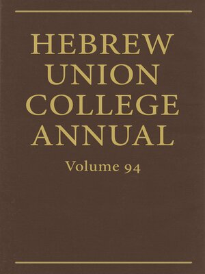 cover image of Hebrew Union College Annual Volume 94 (2023)